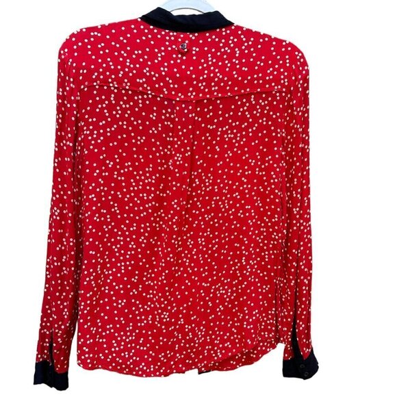Anthropologie Maeve Top Red & White Polka Dot Button Down Career Work Size 4 - Picture 2 of 6